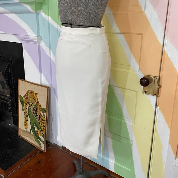 NWT Reiss Ivory Side Split Structured Classic Pencil Skirt Sz 2 🧡🎀 - Picture 6 of 16